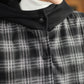 Women Autumn Retro Plaid Hooded Padded Coat