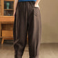 Women Winter Retro Solid Fleece-lined Harem Pants