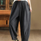 Women Winter Retro Solid Fleece-lined Harem Pants