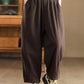 Women Winter Retro Solid Fleece-lined Harem Pants