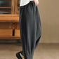 Women Winter Retro Solid Fleece-lined Harem Pants