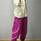 Women Winter Retro Solid Padded Linen Harem Pants