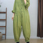 Women Vintage Solid Long Sleeve Loose Jumpsuits