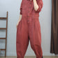 Women Vintage Solid Long Sleeve Loose Jumpsuits