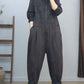 Women Vintage Solid Long Sleeve Loose Jumpsuits