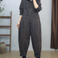 Women Vintage Solid Long Sleeve Loose Jumpsuits