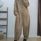 Women Vintage Solid Long Sleeve Loose Jumpsuits