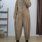 Women Vintage Solid Long Sleeve Loose Jumpsuits