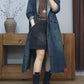 Women Autumn Retro Solid Hooded Long Coat