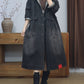 Women Autumn Retro Solid Hooded Long Coat