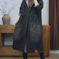 Women Autumn Retro Solid Hooded Long Coat