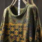 Women Autumn Ethnic Flower O-Neck Knit Sweater