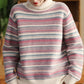 Women Autumn Casual Stripe Turtleneck Sweater