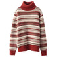 Women Autumn Casual Stripe Turtleneck Sweater