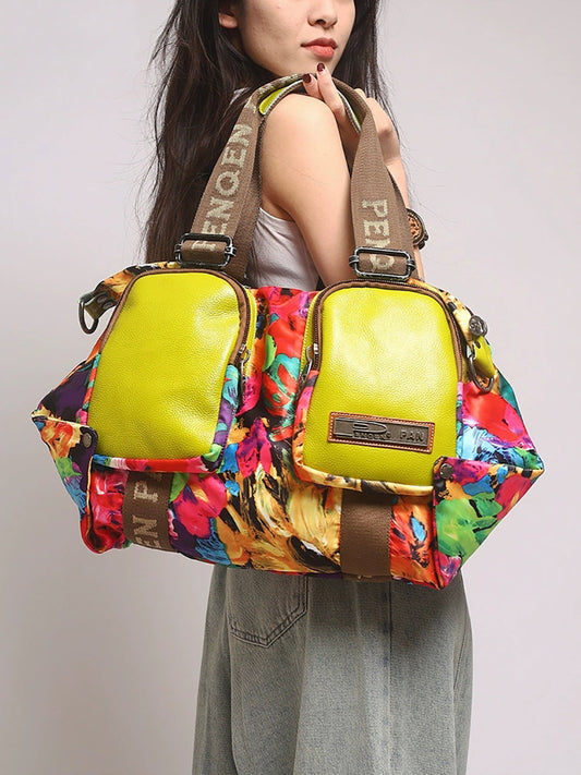 Women Fashion Flower Patchwork Shouder Bag Handbag