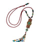 Women Vintage Bead Weave Alloy Pandent Tassel Sweater Necklace