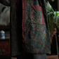 Women Autumn Retro Flower O-Neck Corduroy Padded Coat