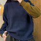 Women Autumn Casual Colorblock Turtleneck Sweater