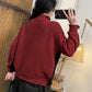 Women Autumn Casual Colorblock Turtleneck Sweater