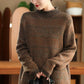 Women Autumn Casual Flower Knit  Half-Turtleneck Sweater