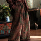 Women Autumn Retro Flower Corduroy Wide-leg Pants