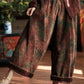 Women Autumn Retro Flower Corduroy Wide-leg Pants