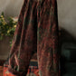 Women Autumn Retro Flower Corduroy Wide-leg Pants