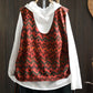 Women Casual Autumn U-Neck Flower Knit Vest