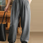 Women Winter Retro Solid Fleece-lined Harem Pants