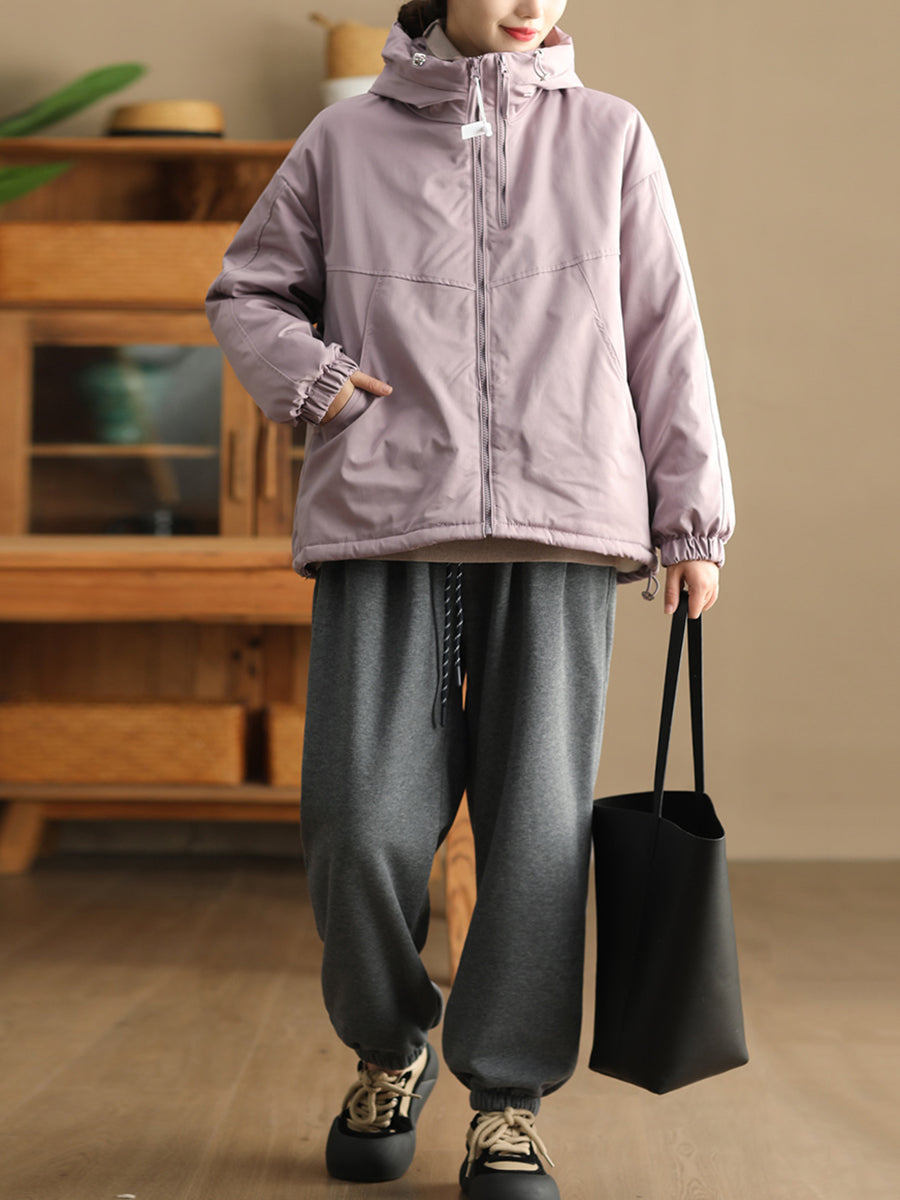 Women Winter Retro Solid Fleece-lined Harem Pants