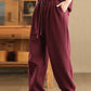 Women Winter Retro Solid Fleece-lined Harem Pants