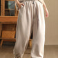 Women Winter Retro Solid Fleece-lined Harem Pants