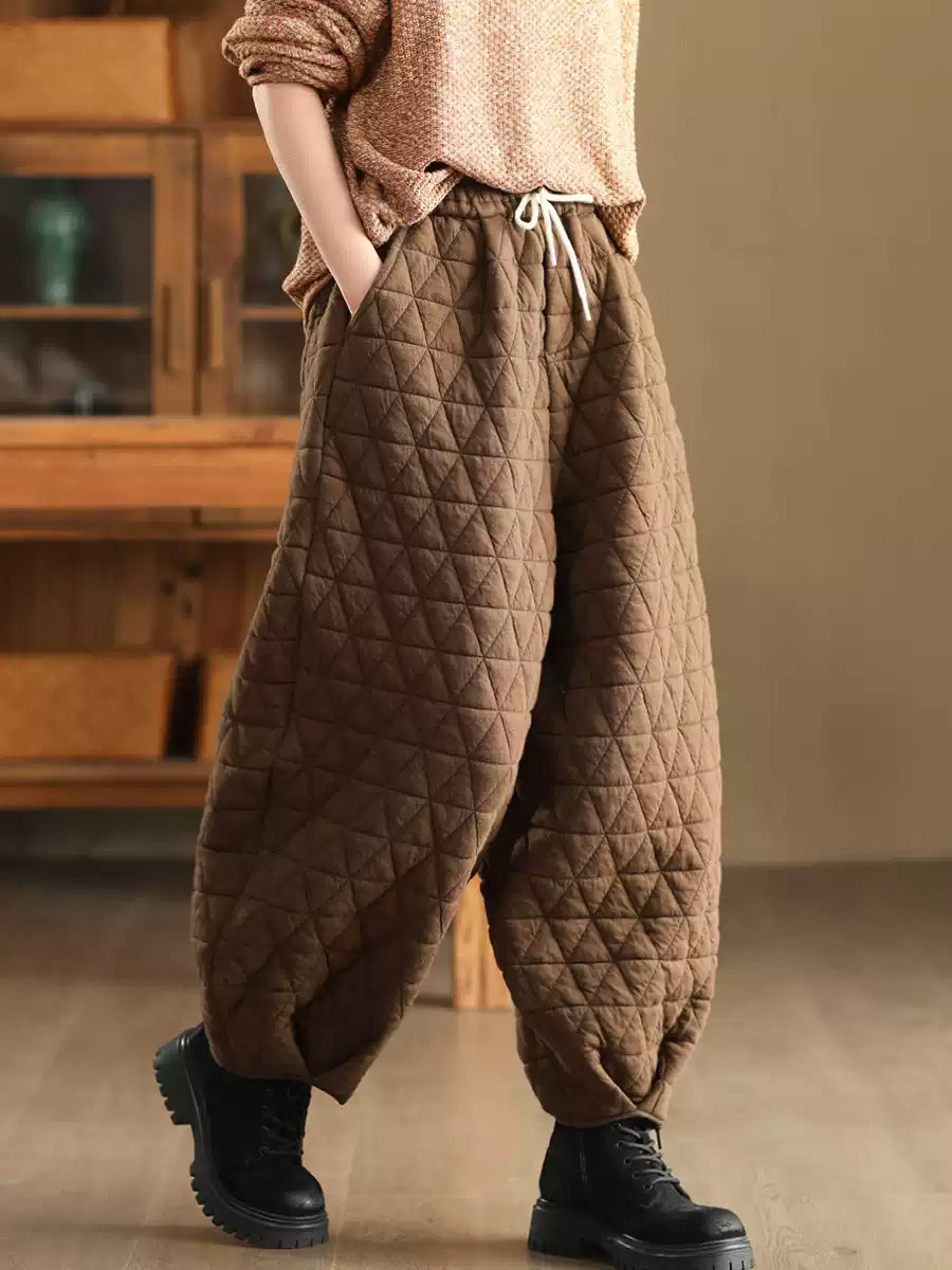 Women Winter Retro Casual Cotton Harem Pants