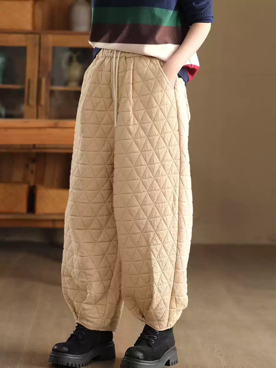 Women Winter Retro Casual Cotton Harem Pants