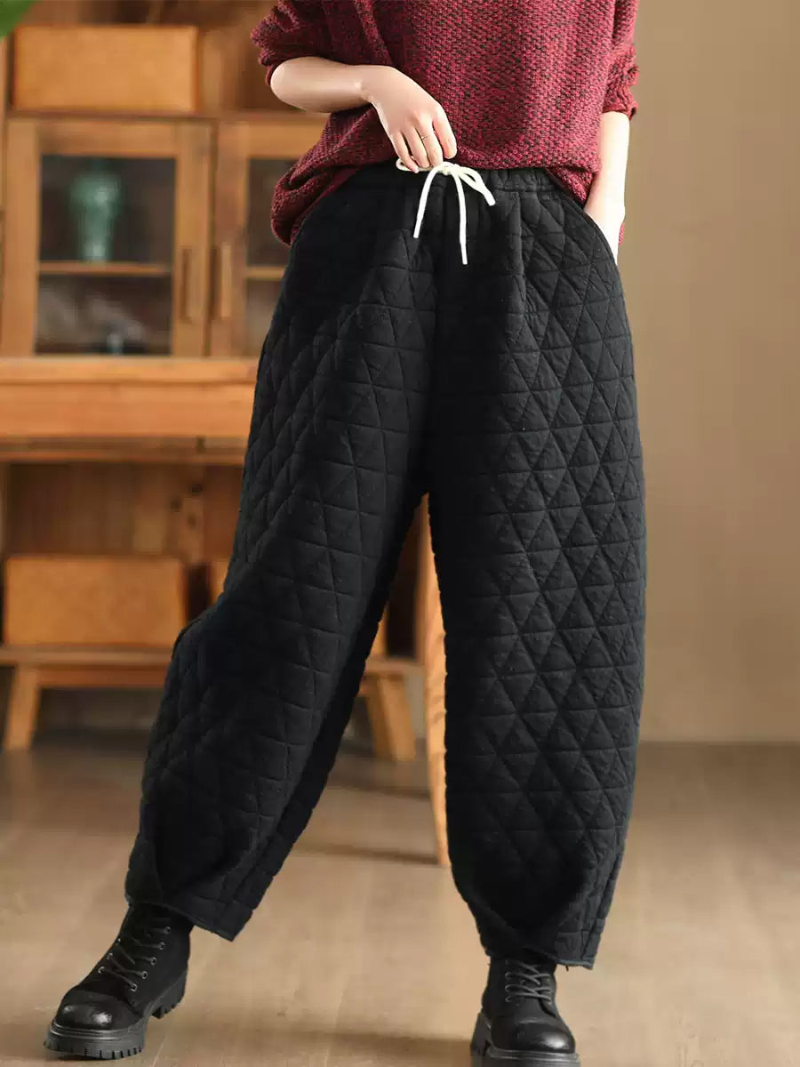 Women Winter Retro Casual Cotton Harem Pants