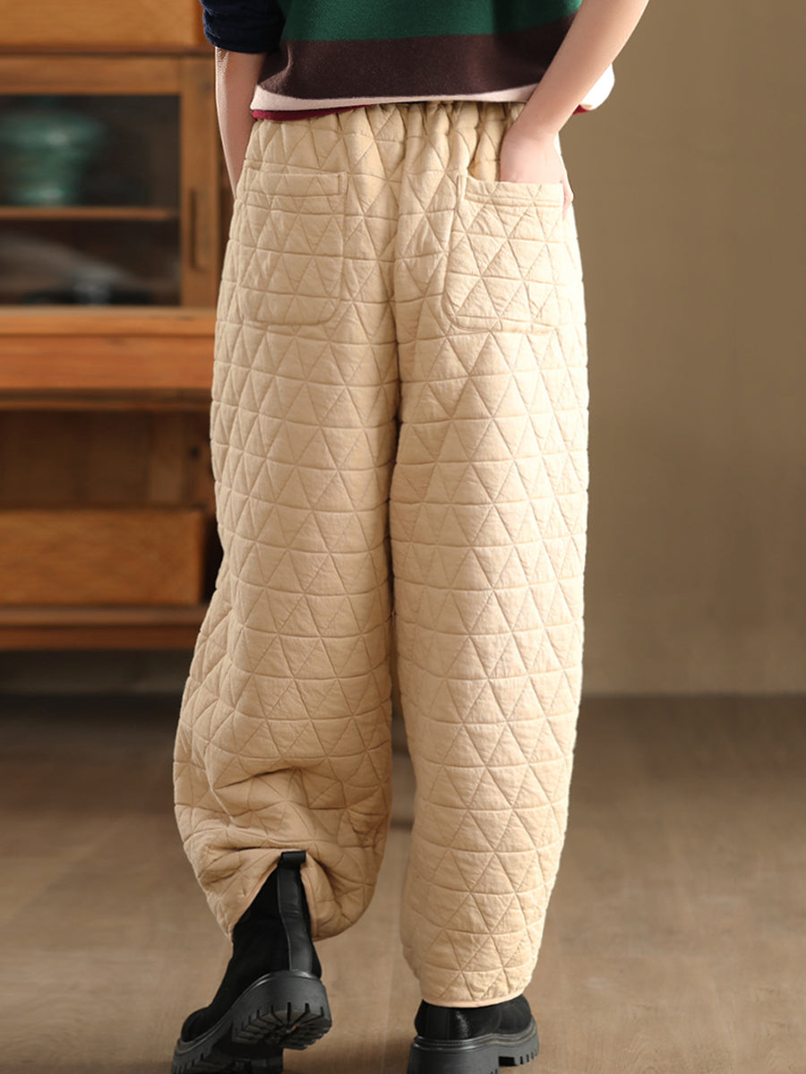 Women Winter Retro Casual Cotton Harem Pants