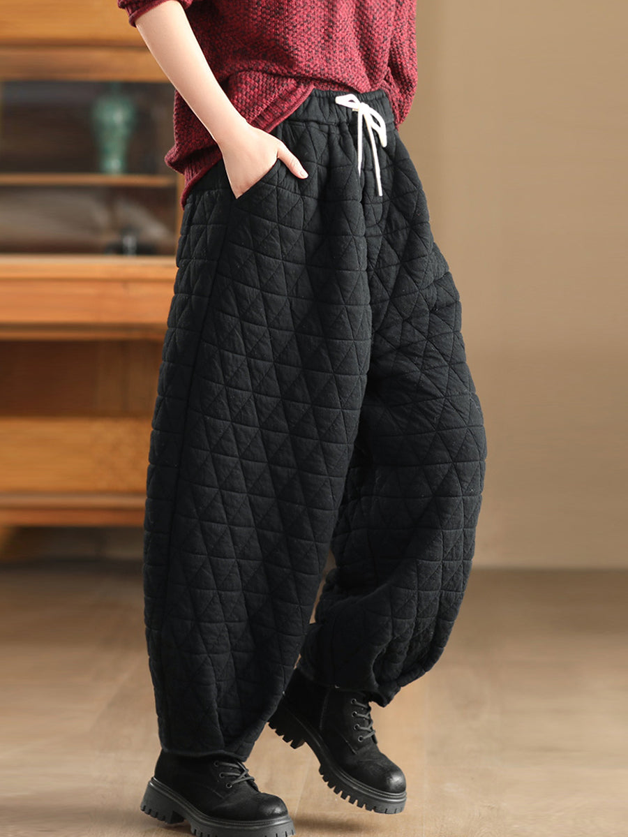 Women Winter Retro Casual Cotton Harem Pants