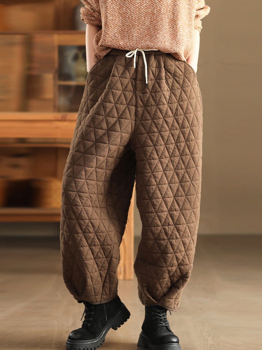 Women Winter Retro Casual Cotton Harem Pants