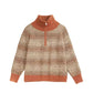 Women Autumn Casual Stripe Colorblock Stand Collar Sweater