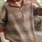 Women Autumn Casual Stripe Colorblock Stand Collar Sweater