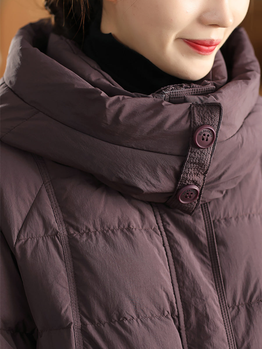 Women Winter Casual Solid Hooded Down Coat