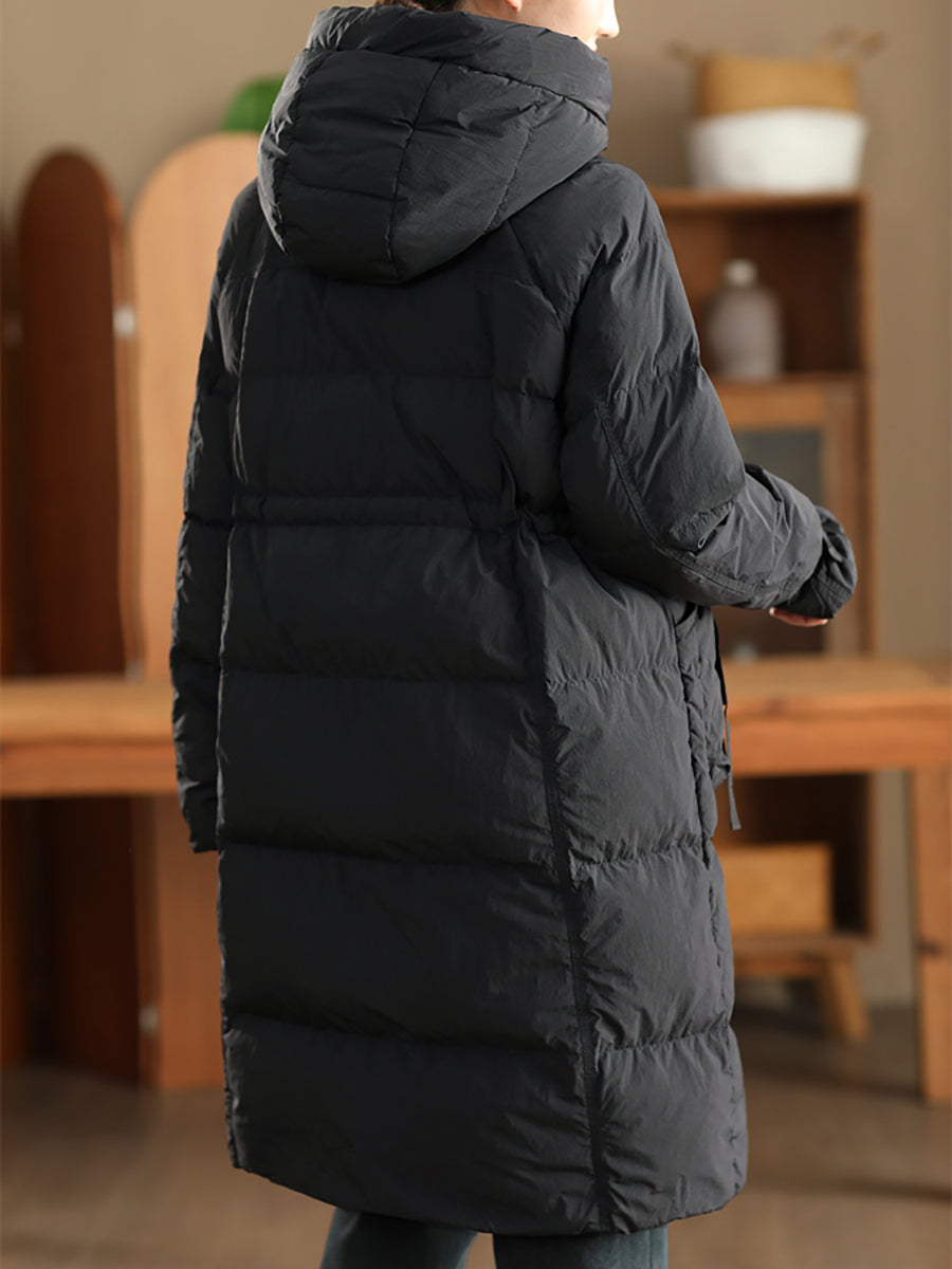 Women Winter Casual Solid Hooded Down Coat