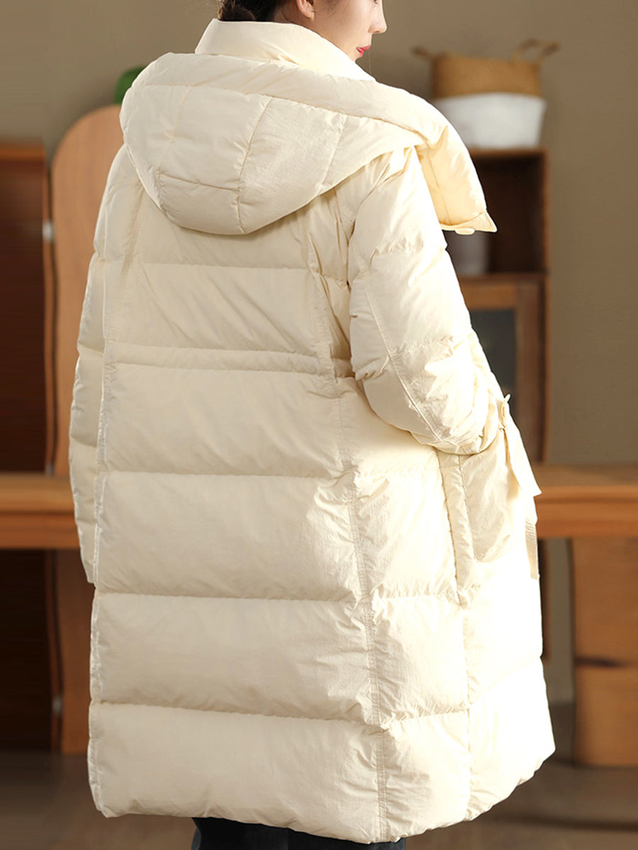 Women Winter Casual Solid Hooded Down Coat