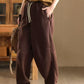 Women Winter Pure Color Fleece-lined Cotton Harem Pants