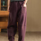 Women Winter Pure Color Fleece-lined Cotton Harem Pants