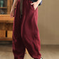 Women Winter Pure Color Fleece-lined Cotton Harem Pants