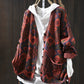 Women Autumn Vintage Flower Knit V-Neck Sweater