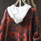 Women Autumn Vintage Flower Knit V-Neck Sweater