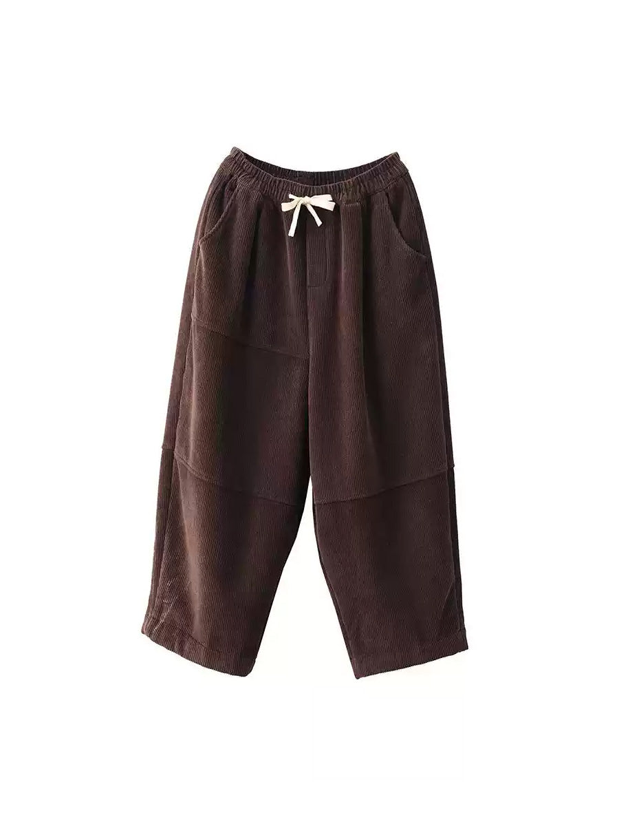 Women Winter Croduroy Fleece-lined 100%Cotton Harem Pants