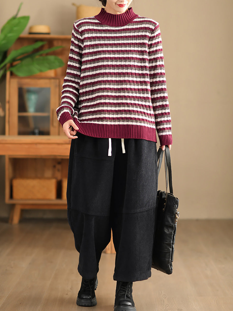 Women Winter Croduroy Fleece-lined 100%Cotton Harem Pants